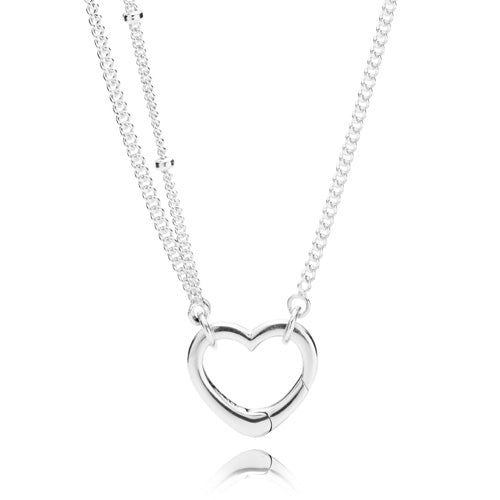 Sterling Silver Open Heart Necklace with Chain