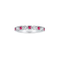  Diamond and Genuine Ruby Alternating Stack Ring with Milgrain