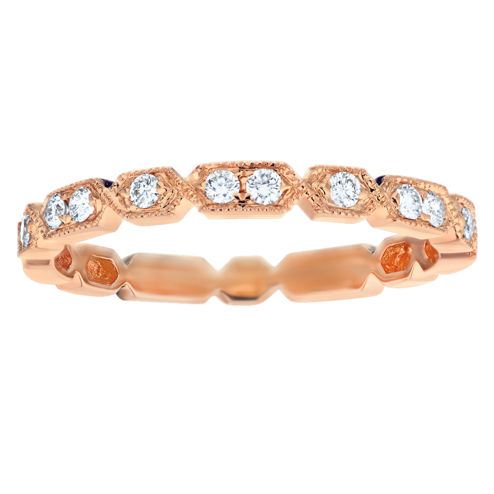 Diamond Alternating Single and Double Stackable Ring