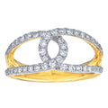 Diamond Two Tone Tear Drop Loop Fashion Ring