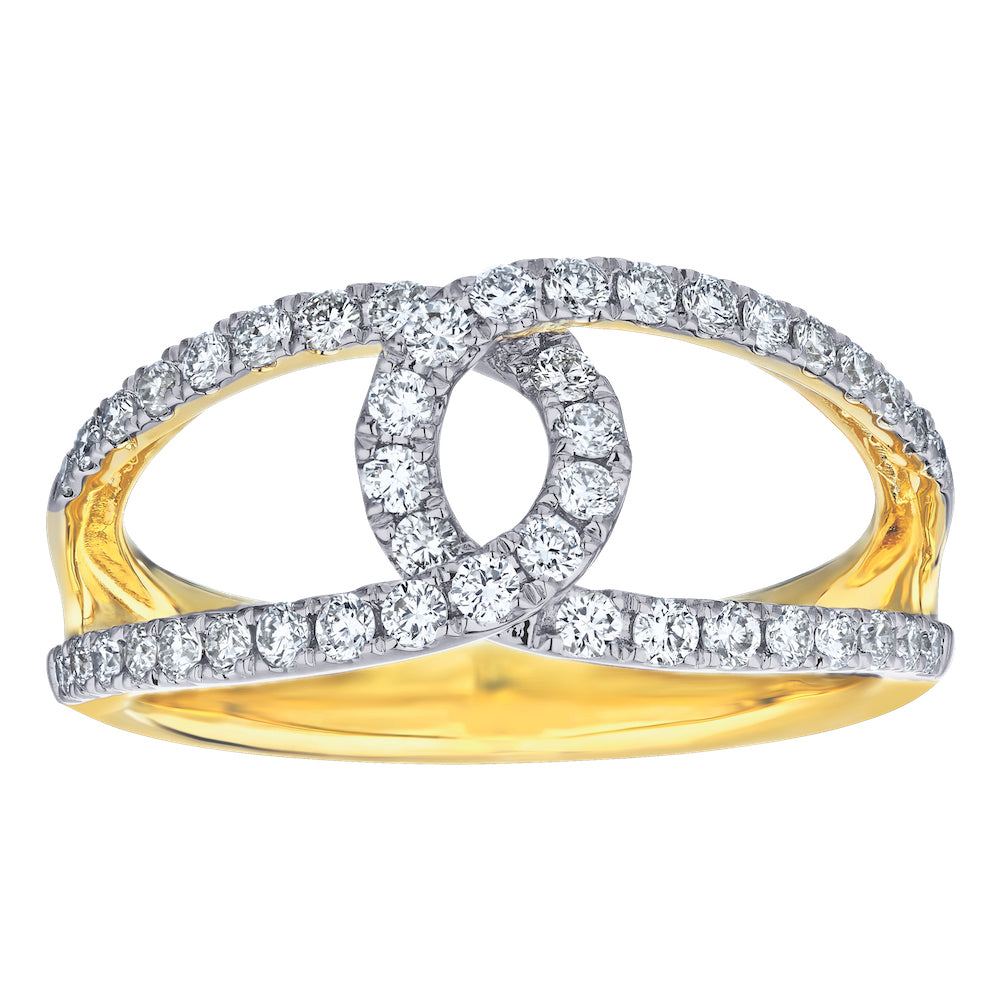 Diamond Two Tone Tear Drop Loop Fashion Ring