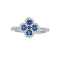 Diamond and Genuine Sapphire Clover Ring