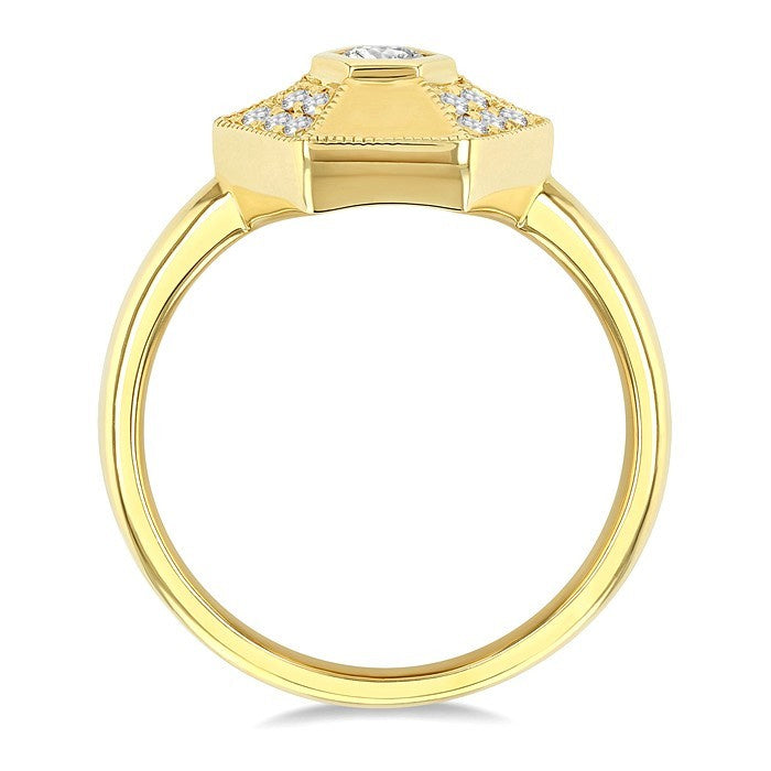 1/4 Ctw Hexagon Shape Round Cut Diamond Fashion Ring in 14K Yellow Gold