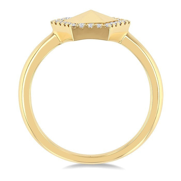 1/6 Ctw Petite Hexagon Shape Round Cut Diamond Halo Fashion Ring in 14K Yellow Gold