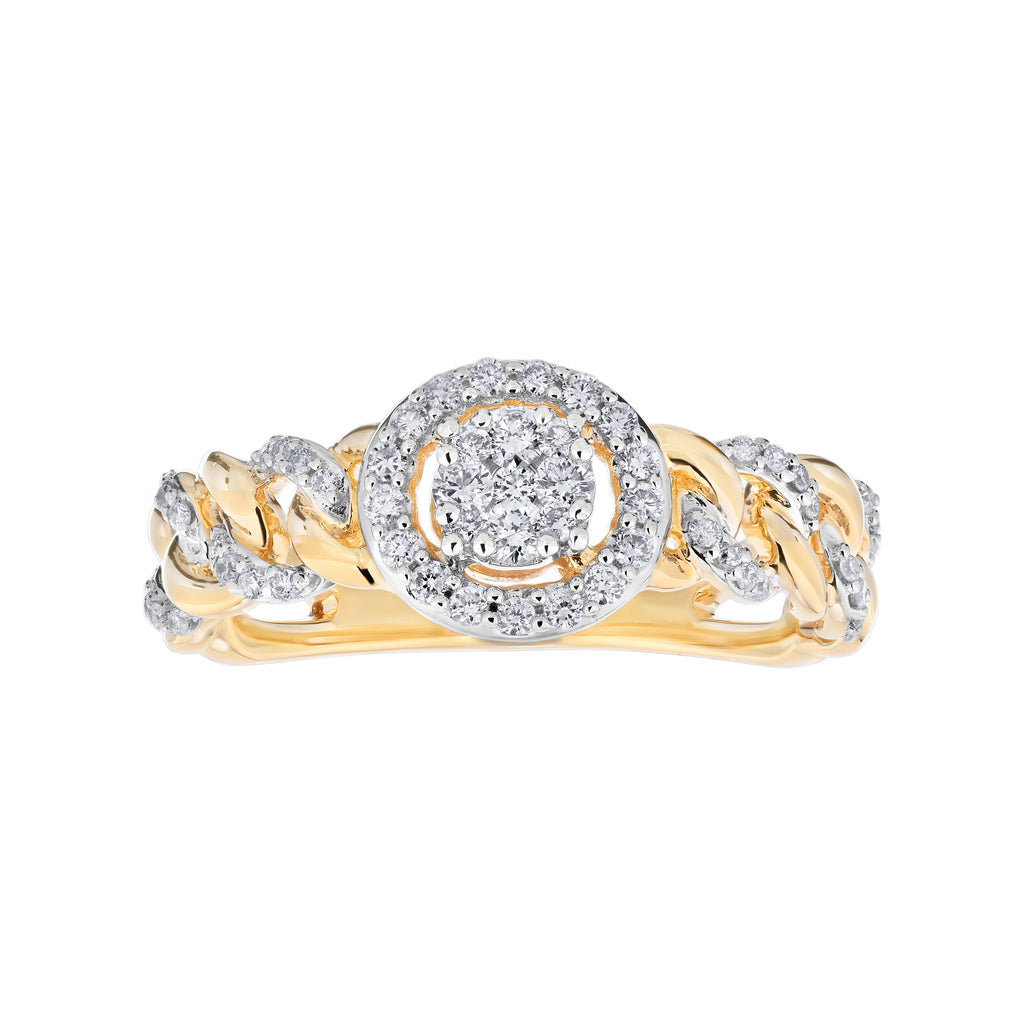 Diamond Cuban Link Round Cluster Ring