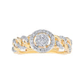 Diamond Cuban Link Round Cluster Ring