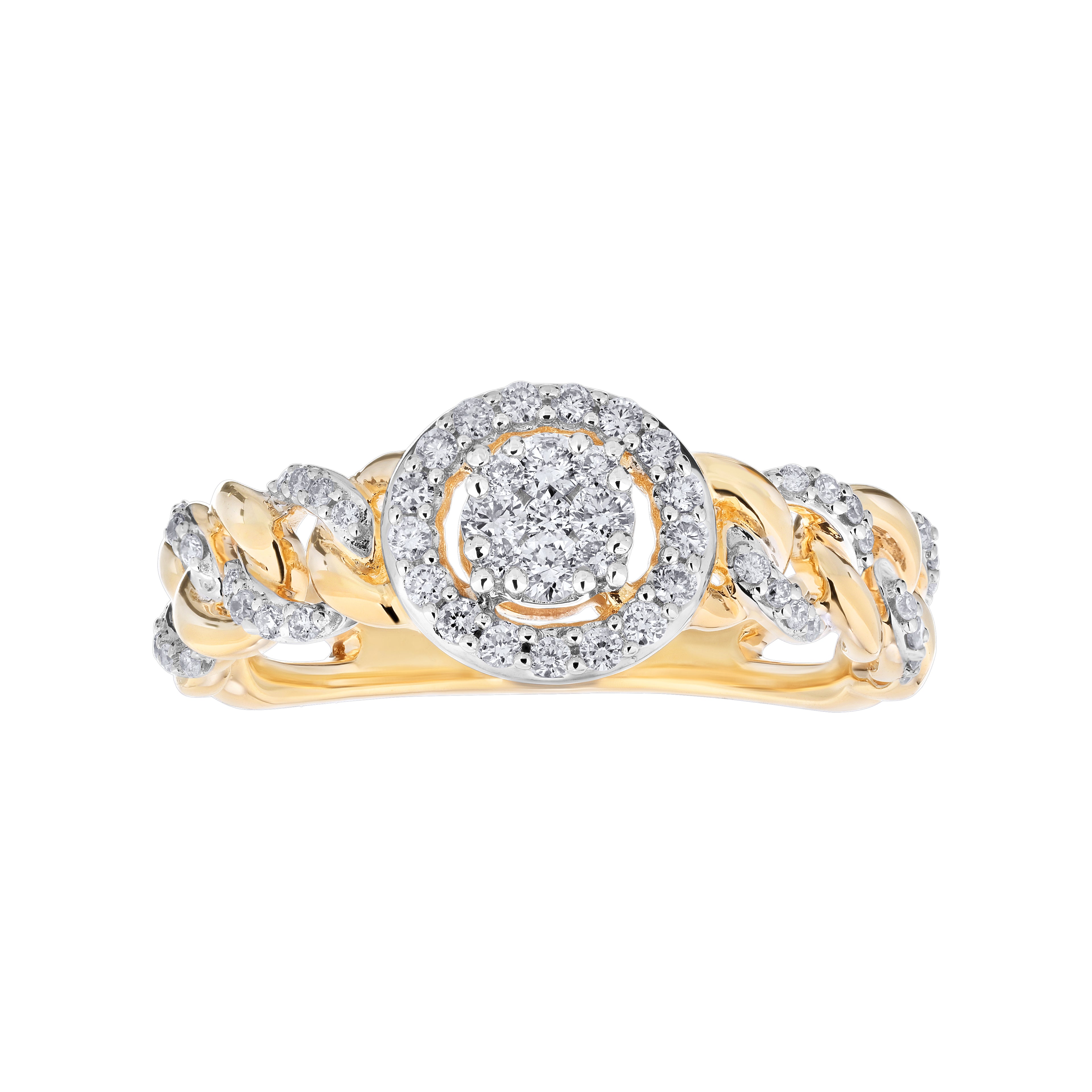 Diamond Cuban Link Round Cluster Ring