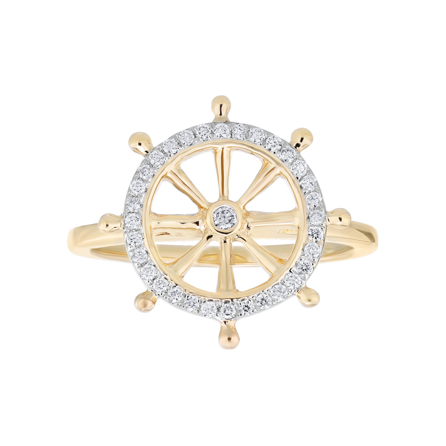 Diamond Ship Wheel Ring