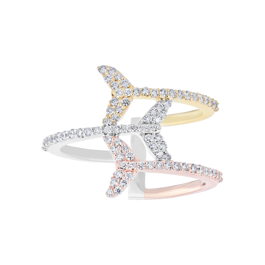 Diamond Triple Whale Tail Ring