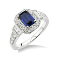 Emerald Shape Gemstone & Halo Diamond Ring