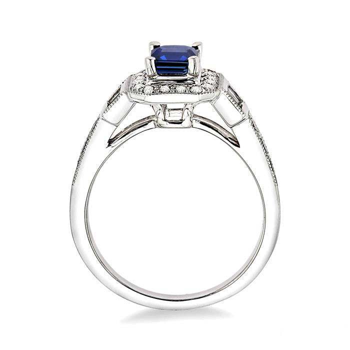 Emerald Shape Gemstone & Halo Diamond Ring