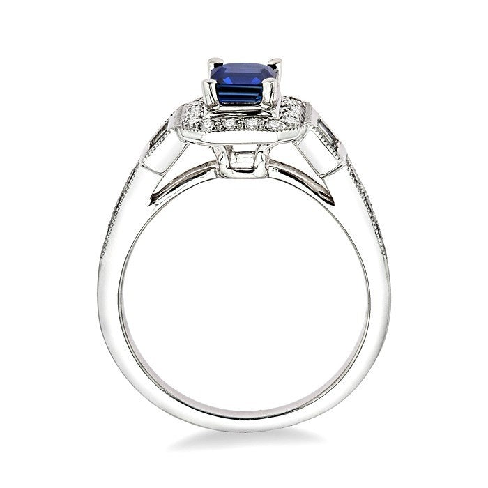 Emerald Shape Gemstone & Halo Diamond Ring