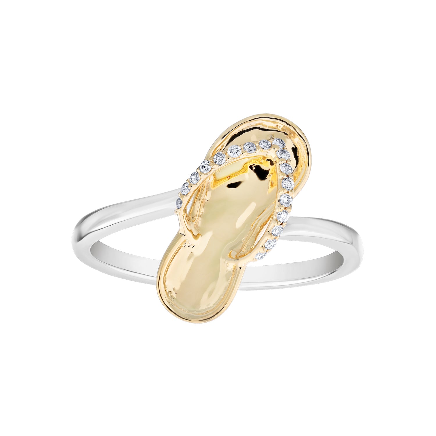 Diamond Two Tone Flip Flop Ring