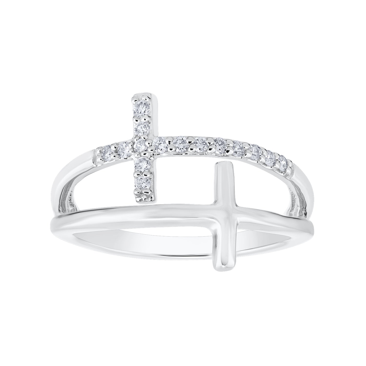 Diamond Double Cross Ring
