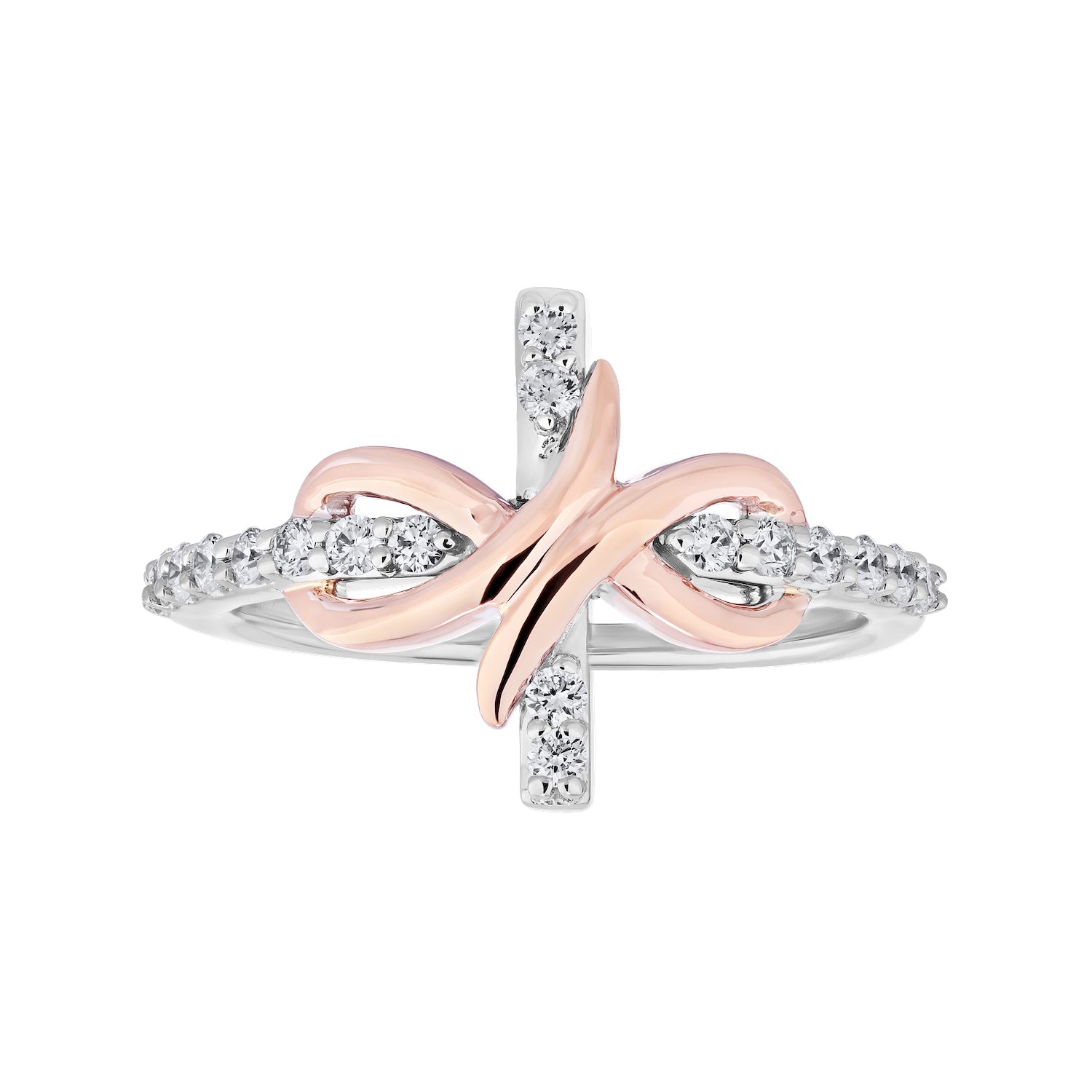 Diamond Two Tone Infinity Cross Pendant