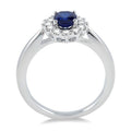7x5 MM Oval Shape Sapphire and 1/3 Ctw Round Cut Diamond Precious Ring in 14K White Gold