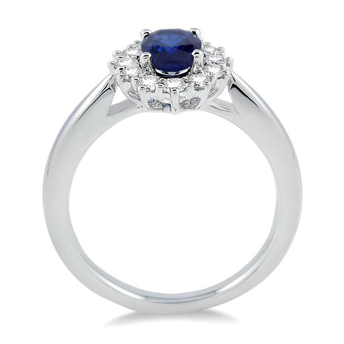 Oval Shape Gemstone & Halo Diamond Ring
