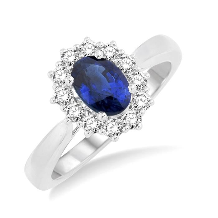 Oval Shape Gemstone & Halo Diamond Ring