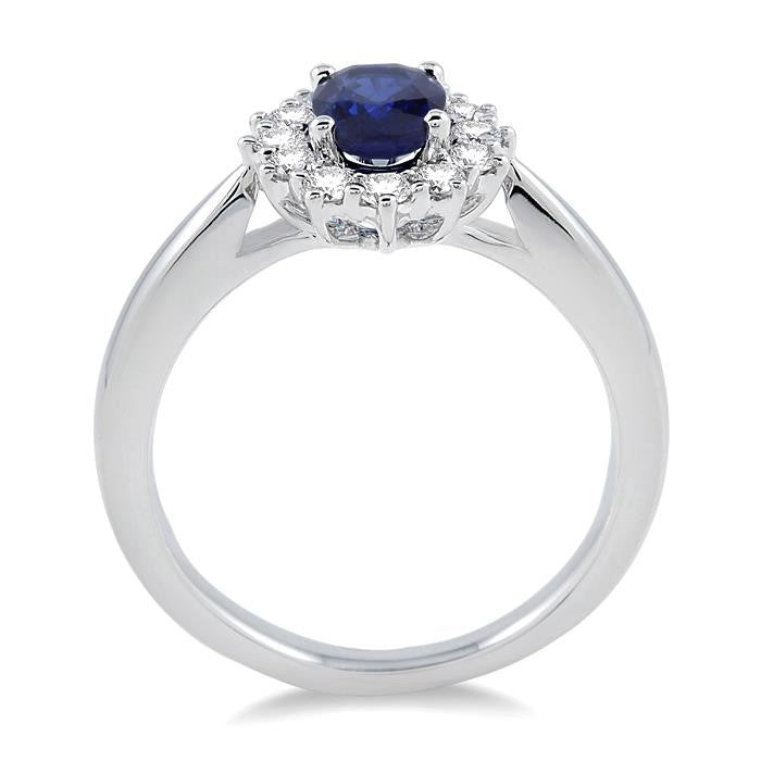 Oval Shape Gemstone & Halo Diamond Ring