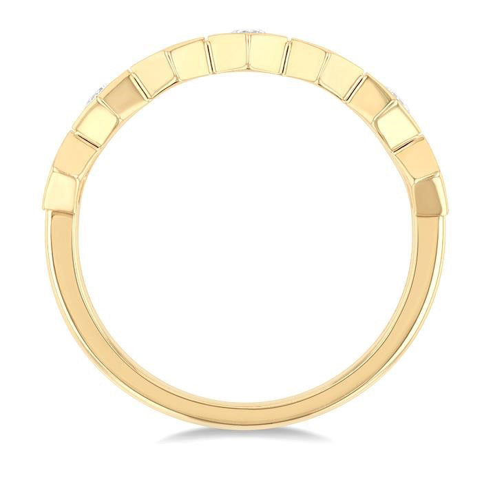 1/8 Ctw Hexagon Shape Round Cut Diamond Fashion Ring in 14K Yellow Gold