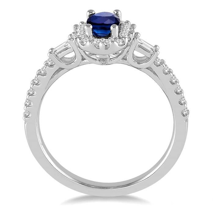 Oval Shape Gemstone & Halo Diamond Ring
