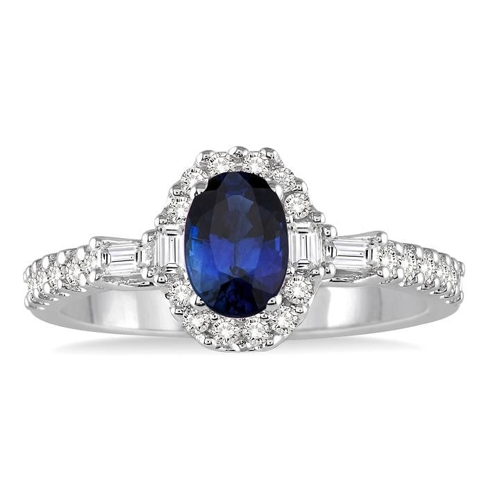 Oval Shape Gemstone & Halo Diamond Ring