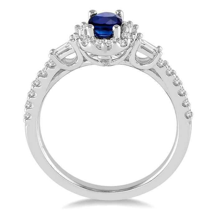 Oval Shape Gemstone & Halo Diamond Ring