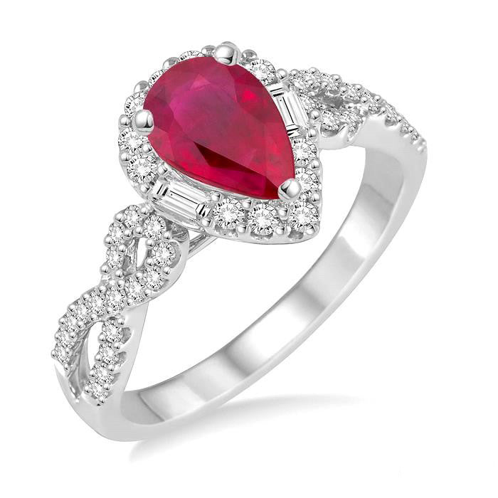 PEAR SHAPE GEMSTONE & DIAMOND RING