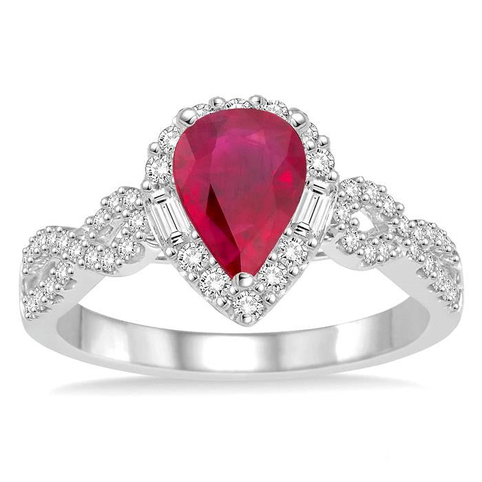 PEAR SHAPE GEMSTONE & DIAMOND RING