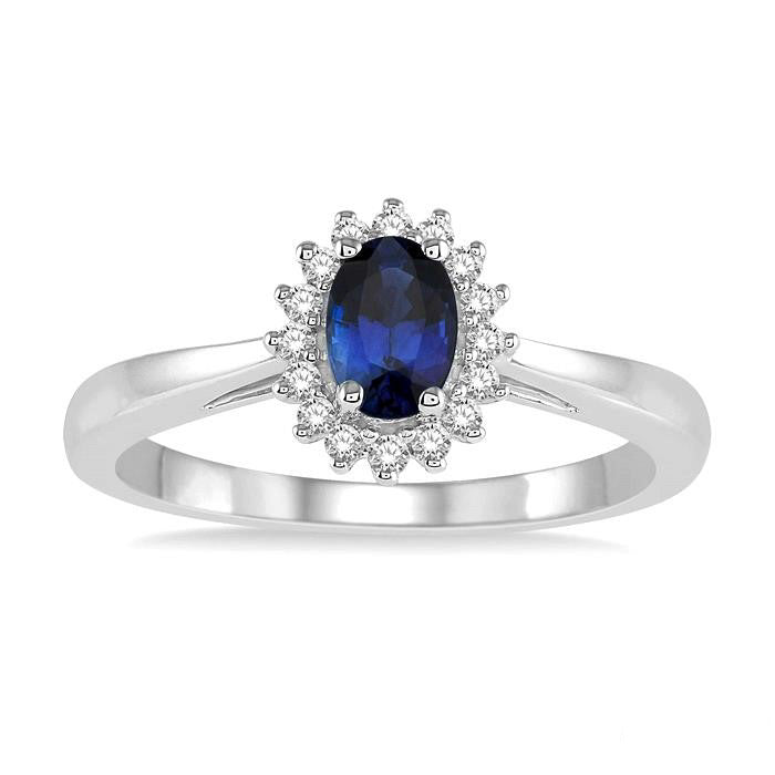 Oval Shape Gemstone & Halo Diamond Ring