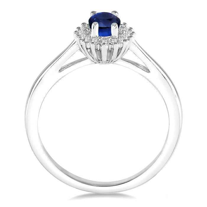 Oval Shape Gemstone & Halo Diamond Ring