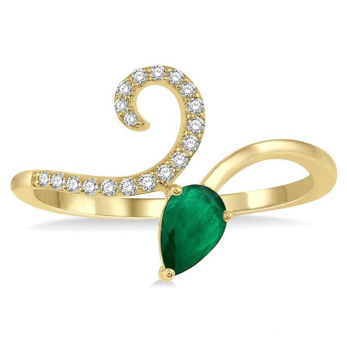 Pear Shape Gemstone & Diamond Ring