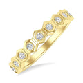 1/5 Ctw Hexagon Shape Link Round Cut Diamond Fashion Ring in 14K Yellow Gold