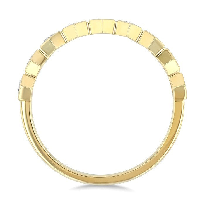 1/5 Ctw Hexagon Shape Link Round Cut Diamond Fashion Ring in 14K Yellow Gold