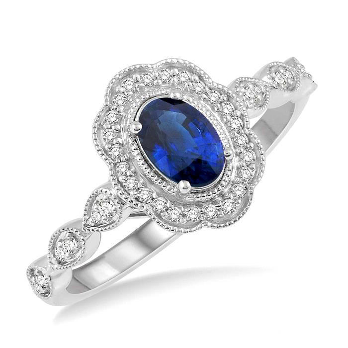 Oval Shape Gemstone & Diamond Ring