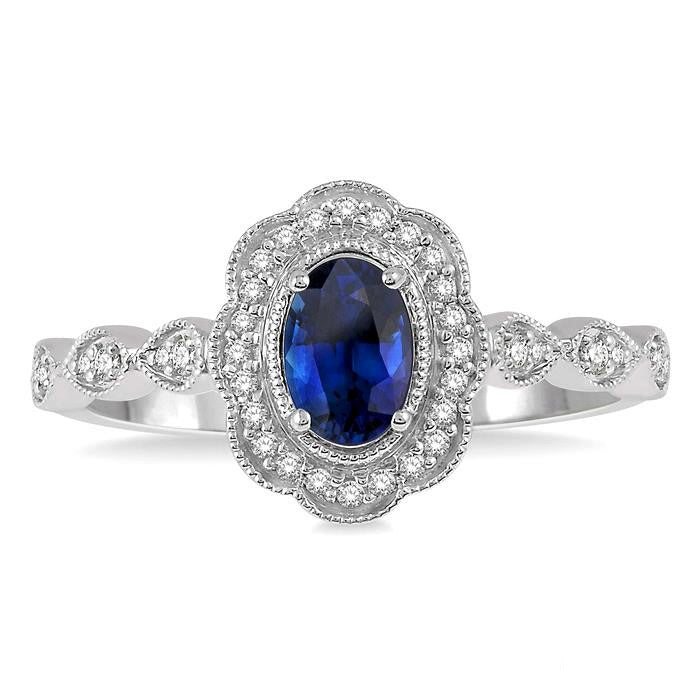 Oval Shape Gemstone & Diamond Ring
