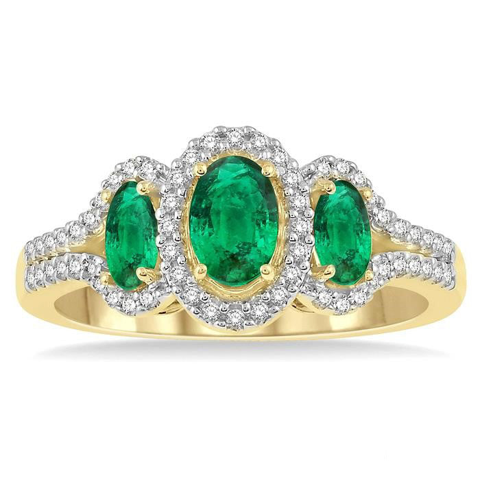 Oval Shape Past Present & Future Gemstone & Diamond Ring