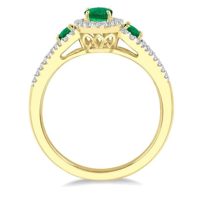 Oval Shape Past Present & Future Gemstone & Diamond Ring