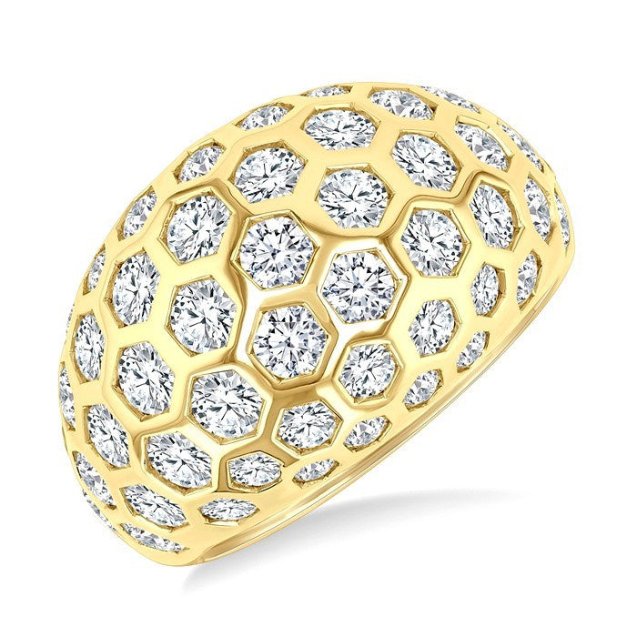 3 1/3 Ctw Hexagon Round Cut Diamond Fashion Ring in 14K Yellow Gold