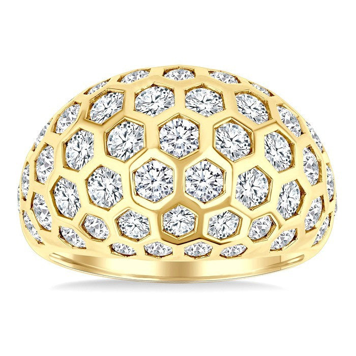 3 1/3 Ctw Hexagon Round Cut Diamond Fashion Ring in 14K Yellow Gold