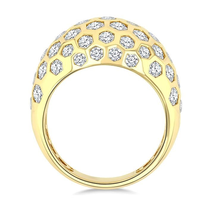 3 1/3 Ctw Hexagon Round Cut Diamond Fashion Ring in 14K Yellow Gold