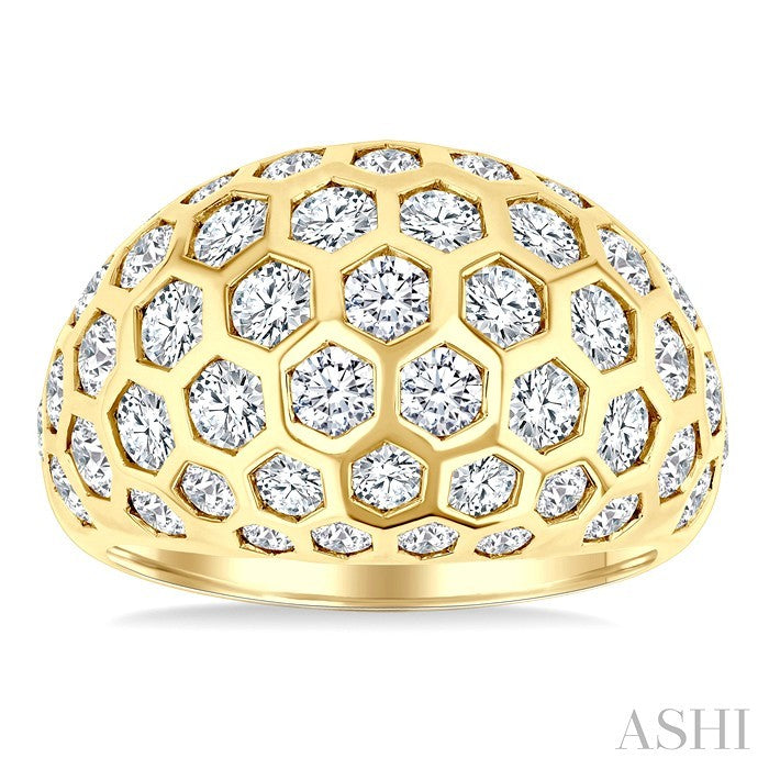 3 1/3 Ctw Hexagon Round Cut Diamond Fashion Ring in 14K Yellow Gold