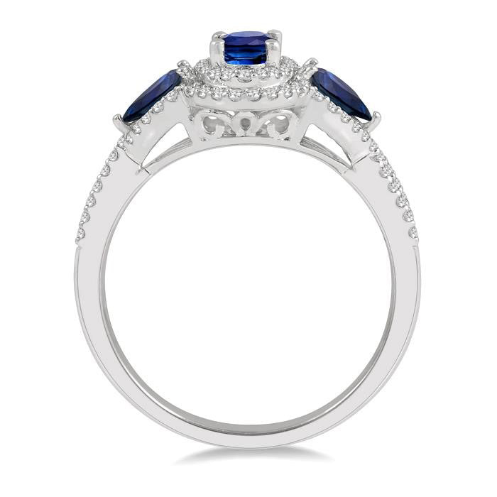 Oval & Pear Shape Gemstone & Halo Diamond Ring