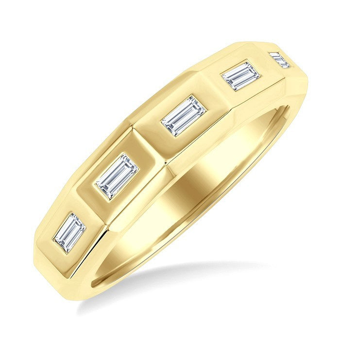1/6 Ctw Geometric Shape Emerald Cut Diamond Fashion Band in 14K Yellow Gold
