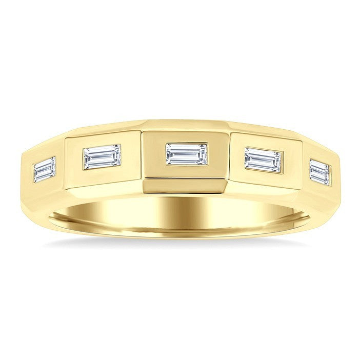 1/6 Ctw Geometric Shape Emerald Cut Diamond Fashion Band in 14K Yellow Gold