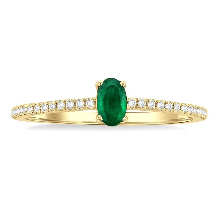 Oval Shape Gemstone & Petite Diamond Fashion Ring