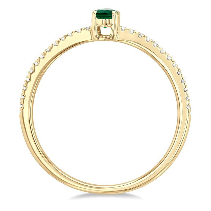 Oval Shape Gemstone & Petite Diamond Fashion Ring