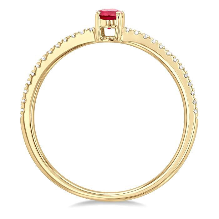 Oval Shape Gemstone & Petite Diamond Fashion Ring