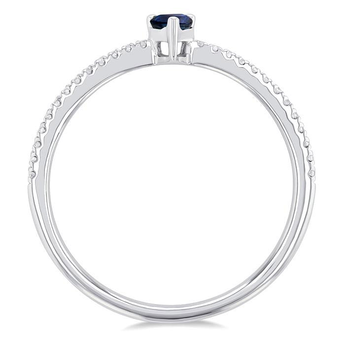 Pear Shape Gemstone & Petite Diamond Fashion Ring