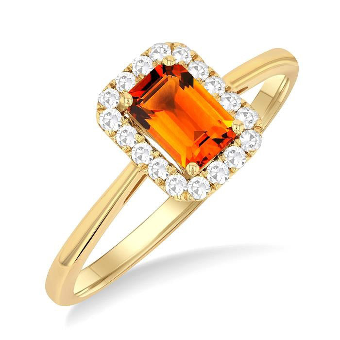Emerald Shape Gemstone & Halo Diamond Ring